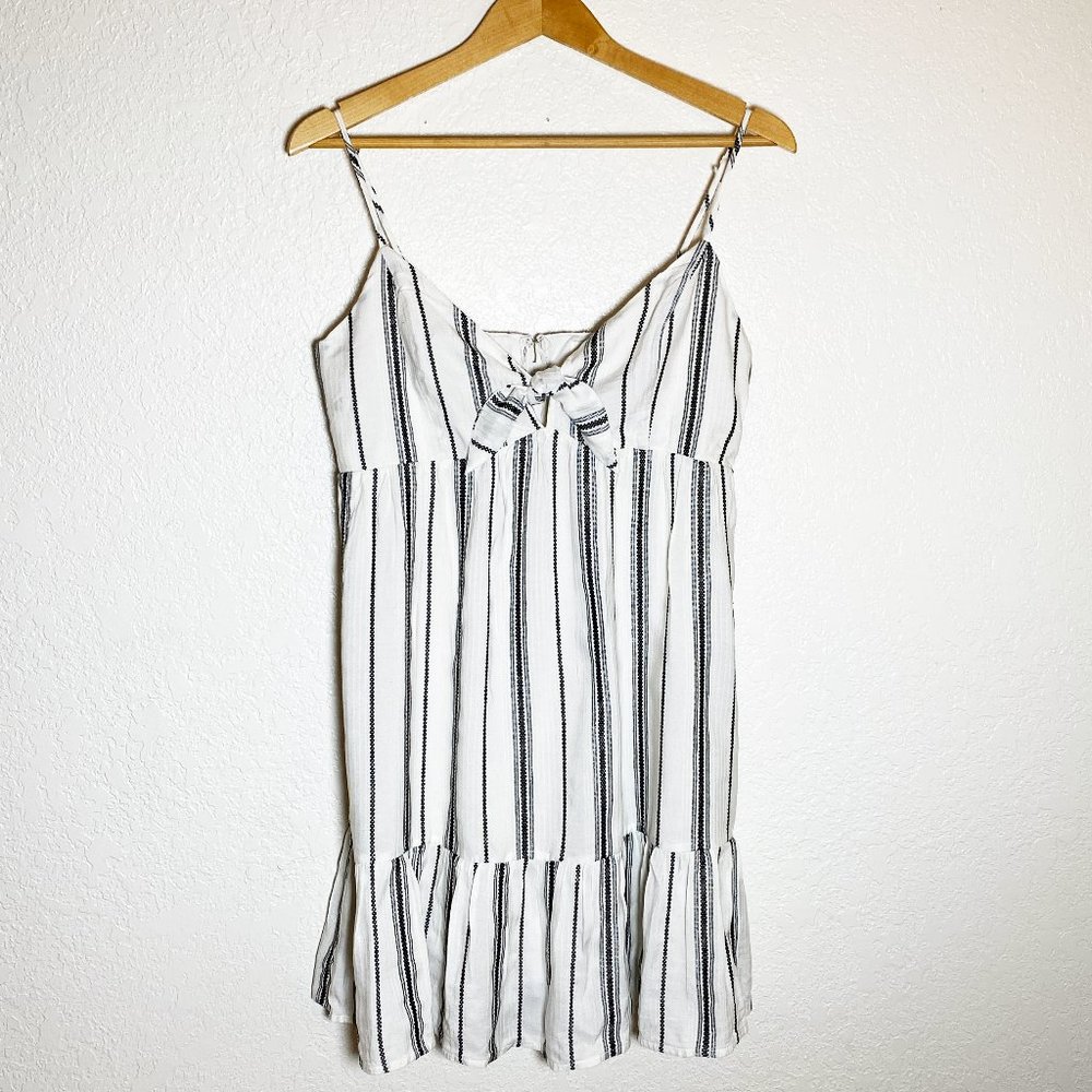 Blue Rain Mini Summer Dress Cotton & Linen Blend White Black Sleeveless Size L